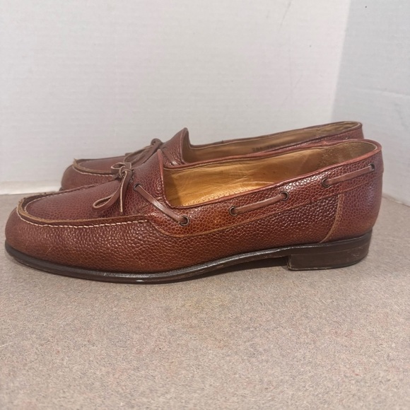 Zelli Men’s Pebbled Leather Cognac Size 10 Italian Loafers